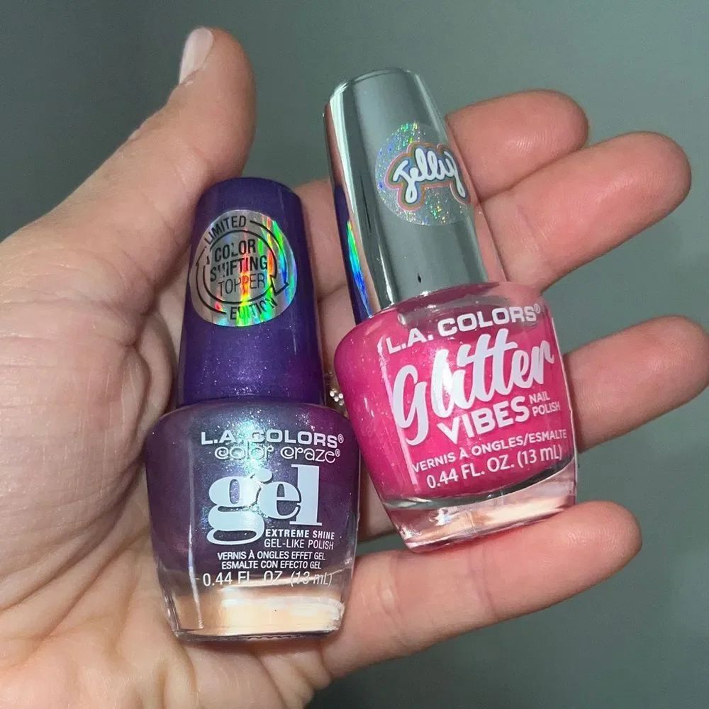 L.A. Colors Gel & Glitter Nail Polish Duo - Purple & Pink